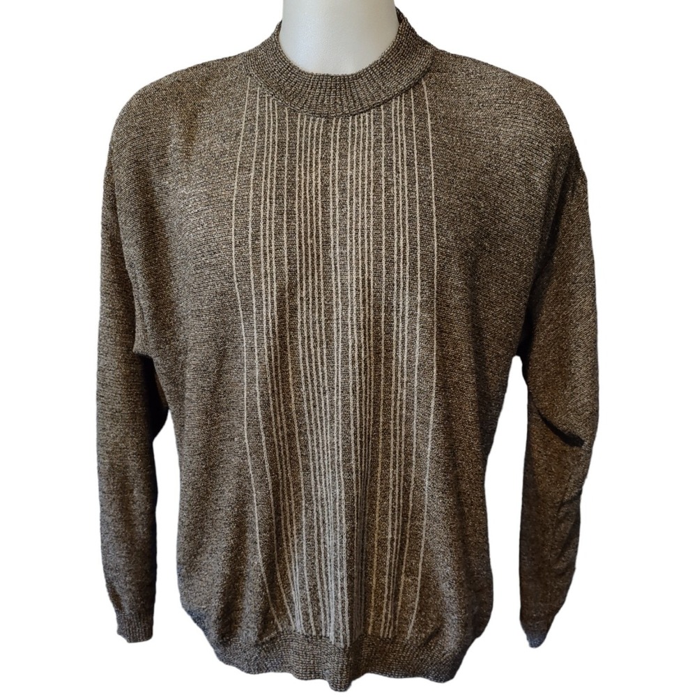 Protege Sweater Men's XL Vintage Retro Streetwear Brown Striped Knit USA Made XL
